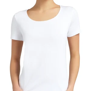 Maglietta girocollo bordo raso manica corta donna, caldo cotone