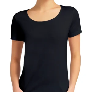 Maglietta girocollo bordo raso manica corta donna, caldo cotone