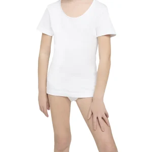 T-Shirt girocollo bordo raso manica corta bimba, caldo cotone