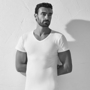 Maglietta uomo mezza manica a scollo a V in cotone modal confezione tre pezzi