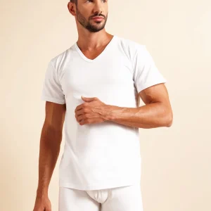 Maglia da uomo mezza manica con scollo a V in cotone