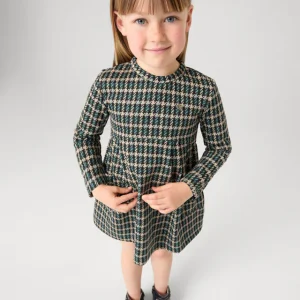 Abito bambina Mayoral fantasia pied de poule verde bottiglia