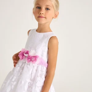 Abito bianco floreale bambina Mayoral con fusciacca fiori