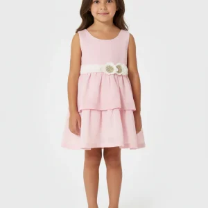 Abito cerimonia con fusciacca floreale neonata Mayoral rosa