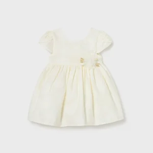 Abito cerimonia neonata Mayoral panna con fiore tulle