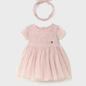 Abito cerimonia tulle con fascia neonata Mayoral rosa