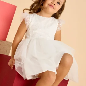 Abito cerimonia tulle lustrini bambina Mayoral panna