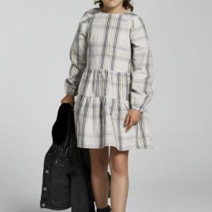 Abito con volant ragazza Mayoral quadri grigrio