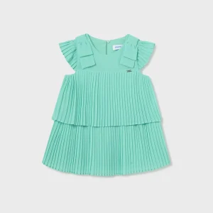 Abito foderato plissettato fiocchi neonata Mayoral acqua