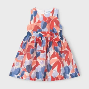 Abito in lino Bambina Mayoral "Floreale" rosso e blu