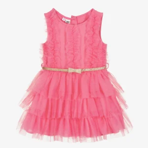 Abito in tulle rosa bambina iDO con cintura oro