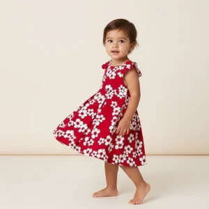 Abito satin con stampa floreale cotone neonata Mayoral rosso