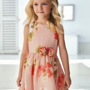 Abito strutturato apertuta posteriore bambina Mayoral Rosa floreale
