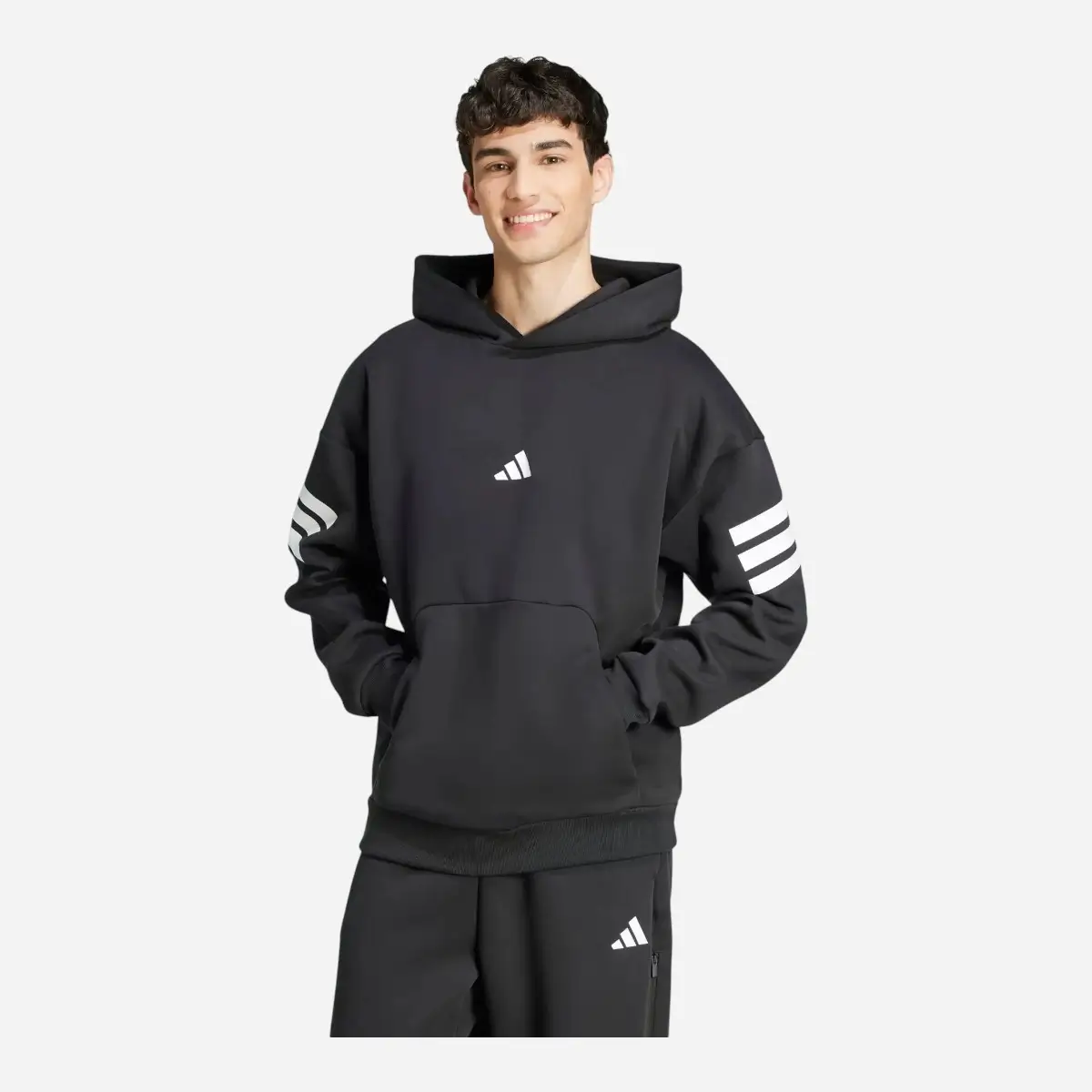 Adidas Tuta (Hoodie+Pant) Future Icons 3-Stripes Black / White - immagine 2