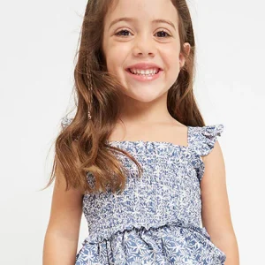 Blusa fresco cotone bambina Mayoral floreale azzurra