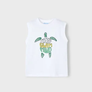 Canottiera bambino Mayoral bianca stampa Tartaruga