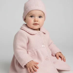 Capotto maglia con cappello neonata Mayoral Newborn rosa