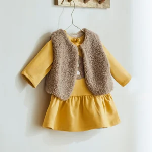 Completo 3 pezzi gilet pellicciotto neonata Mayoral Newborn