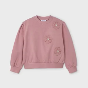 Felpa applicazioni fiori bambina Mayoral rosato