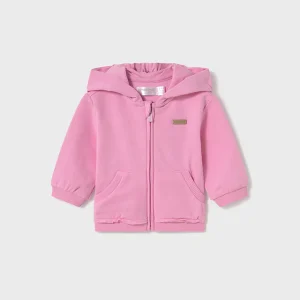 Felpa cerniera orecchie neonata Mayoral Newborn rosa tulipano