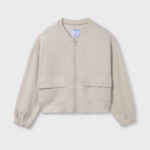 Felpa cerniera tasche ragazza Mayoral beige sabbia