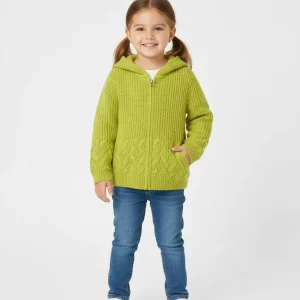 Felpa zip in maglia bambina Mayoral verde citronella