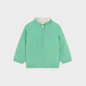 Giacca a vento reversibile neonato Mayoral verde-beige righe