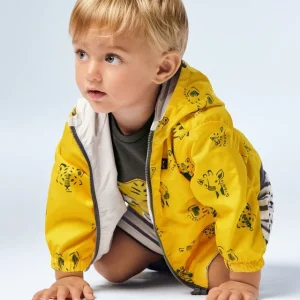 Giacca a vento reversibile neonato Mayoral giallo e grigio "Safari"
