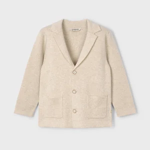 Giacca ameircana bavero tricot bambino Mayoral beige sabbia