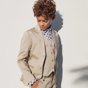 Giacca cerimonia satin stretch ragazzo iDO beige