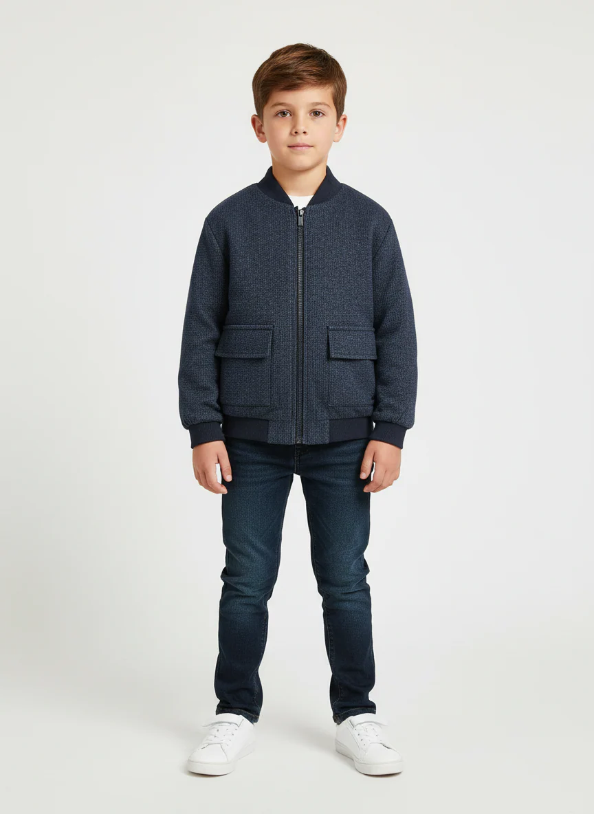 Giacca zip collo bomber bambino Mayoral blu marino mix - immagine 2