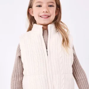 Gilet cerniera tricot intrecciato panna bambina Mayoral