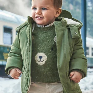 Giubbino parka e manopole neonato Mayoral verde bosco