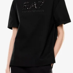 T-Shirt Maniche Corte Logo Series Con Paillettes