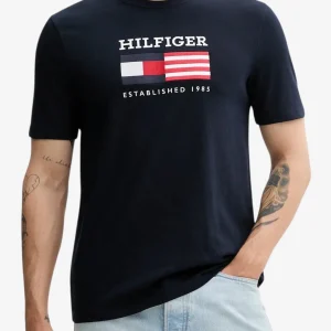 T-Shirt Maniche Corte Bandiera Ricamata