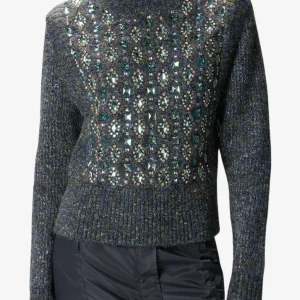 Maglione Collo Alto Con Trecce E Pietre