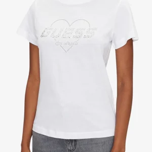 T-Shirt Maniche Corte Logo Cuore Strass Narciso