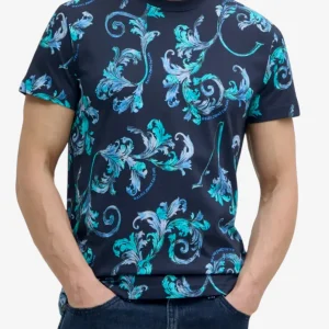 T-Shirt Maniche Corte Stampa Outline Barocco