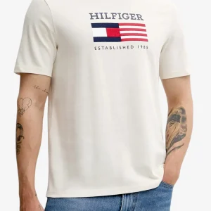 T-Shirt Maniche Corte Bandiera Ricamata