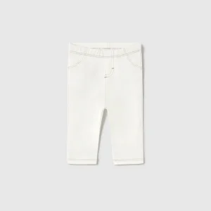 Leggings tasche ricamo neonata Mayoral Newborn bianco
