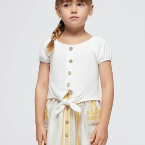 Maglietta canalè bambina Mayoral panna
