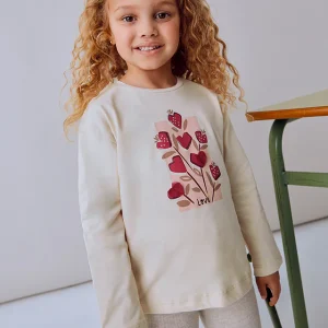 Maglietta cecio bambina Mayoral grafica fiori rossi