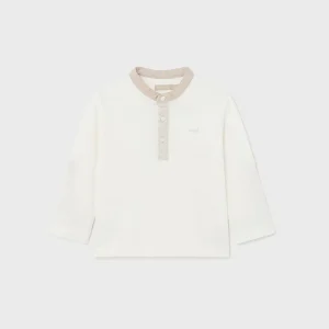 Maglietta manica rull-up fresco cotone neonato Mayoral panna