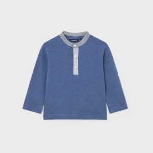 Maglietta con manica roll-up fresco cotone neonato Mayoral blu indaco