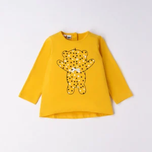 Maglietta fresco cotone bambina iDO "orsacchiotto" giallo ocra