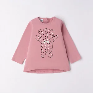 Maglietta fresco cotone bambina iDO "orsacchiotto" rosa