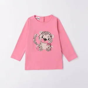 Maglietta fresco cotone bambina iDO "Tigrotto" rosa