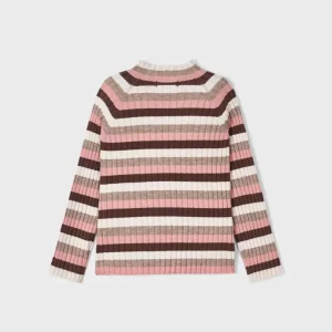 Maglietta lupetto costine bambina mayoral  righe rosa