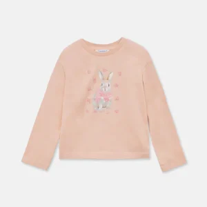 Maglietta serigrafia bambina Mayoral "coniglio" rosa