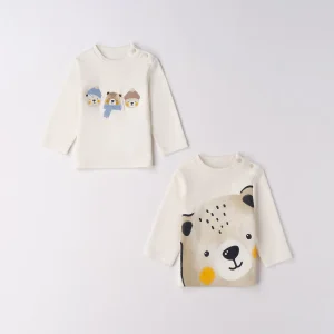 Maglietta caldo cotone neonato iDO "Orsetto" panna